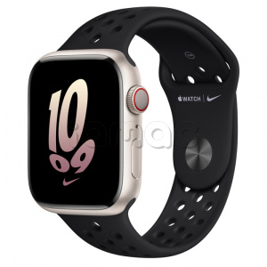 Купить Apple Watch Series 8 // 45мм GPS + Cellular // Корпус из алюминия цвета "сияющая звезда", спортивный ремешок Nike черного цвета