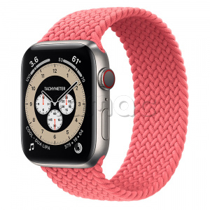 Купить Apple Watch Series 6 // 44мм GPS + Cellular // Корпус из титана, плетёный монобраслет цвета «Розовый пунш»