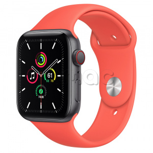 Купить Apple Watch SE // 44мм GPS + Cellular // Корпус из алюминия цвета «серый космос», спортивный ремешок цвета «Розовый цитрус» (2020)