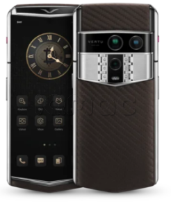 Телефон Vertu Agent Q, Carbon-Pattern Calfskin (Brown+Silver Plate/Коричневый с серебристым корпусом)