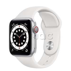 Купить Apple Watch Series 6 // 40мм GPS + Cellular // Корпус из алюминия серебристого цвета, спортивный ремешок белого цвета