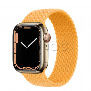 Купить Apple Watch Series 7 // 41мм GPS + Cellular // Корпус из нержавеющей стали золотого цвета, плетёный монобраслет цвета «спелый маис»
