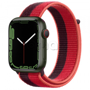 Купить Apple Watch Series 7 // 45мм GPS + Cellular // Корпус из алюминия зеленого цвета, спортивный браслет цвета (PRODUCT)RED