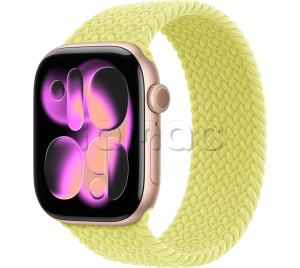 Купить Apple Watch Series 11 // 42мм GPS // Корпус из алюминия цвета "розовое золото", плетеный монобраслет цвета "неоновый желтый"