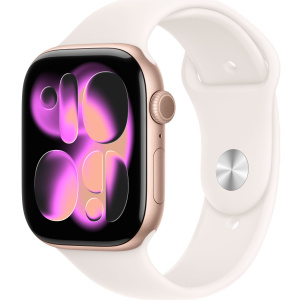 Apple Watch Series 11 // 46мм GPS // Корпус из алюминия цвета "розовое золото", спортивный ремешок цвета "светлые румяна"