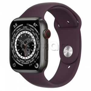 Купить Apple Watch Series 7 // 45мм GPS + Cellular // Корпус из титана цвета «черный космос», спортивный ремешок цвета «тёмная вишня»