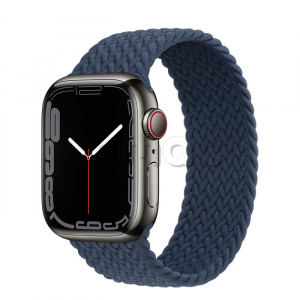 Купить Apple Watch Series 7 // 41мм GPS + Cellular // Корпус из нержавеющей стали графитового цвета, плетёный монобраслет цвета «синий омут»