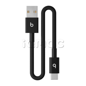 Короткий плетеный кабель Beats USB-A — USB-C (20 см) — Bolt Black