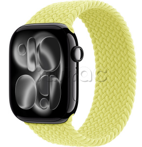 Купить Apple Watch Series 11 // 46мм GPS // Черный глянцевый корпус из алюминия, плетеный монобраслет цвета "неоновый желтый"