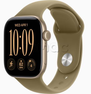 Купить Apple Watch Series 12 // 46мм GPS // Корпус из алюминия золотого цвета, спортивный ремешок оливкового цвета