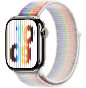 Apple Watch Series 11 // 46мм GPS+Cellular // Корпус из титана натурального цвета, спортивный браслет цвета Pride Edition