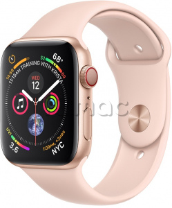 Купить Apple Watch Series 4 // 44мм GPS + Cellular // Корпус из алюминия золотого цвета, спортивный ремешок цвета «розовый песок» (MTV02)