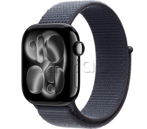 Купить Apple Watch Series 11 // 42мм GPS // Черный глянцевый корпус из алюминия, спортивный браслет цвета "якорный синий"
