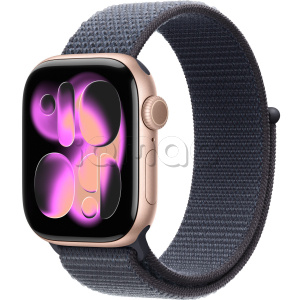 Купить Apple Watch Series 11 // 46мм GPS // Корпус из алюминия цвета "розовое золото", спортивный браслет цвета "якорный синий"