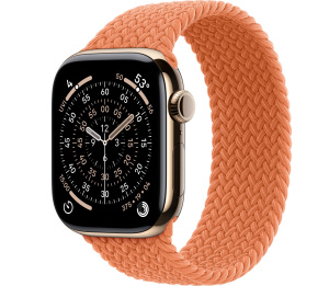 Apple Watch Series 11 // 42мм GPS+Cellular // Корпус из титана золотого цвета, плетеный монобраслет цвета "куркума"