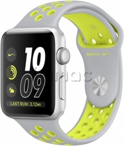 Купить Apple Watch Series 2 Nike+ 42мм Корпус из серебристого алюминия, спортивный ремешок Nike цвета «листовое серебро/салатовый» (MNYQ2)