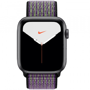 Купить Apple Watch Series 5 // 44мм GPS + Cellular // Корпус из алюминия цвета «серый космос», спортивный браслет Nike цвета «песчаная пустыня/салатовый»