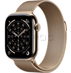 Купить Apple Watch Series 11 // 46мм GPS+Cellular // Корпус из титана золотого цвета, миланский сетчатый браслет золотого цвета