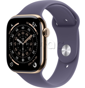 Купить Apple Watch Series 11 // 46мм GPS+Cellular // Корпус из титана золотого цвета, спортивный ремешок цвета "фиолетовый туман"