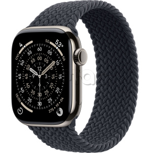 Купить Apple Watch Series 11 // 46мм GPS+Cellular // Корпус из титана нейтрального цвета, плетеный монобраслет цвета "полуночный"