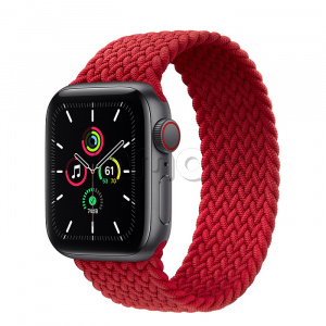 Купить Apple Watch SE // 40мм GPS + Cellular // Корпус из алюминия цвета «серый космос», плетёный монобраслет цвета PRODUCT(RED) (2020)