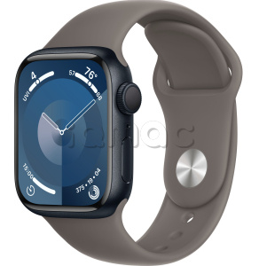 Купить Apple Watch Series 9 // 41мм GPS // Корпус из алюминия цвета "темная ночь", спортивный ремешок цвета "глина"