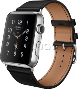 Apple Watch Hermes Simple Tour 42 мм из нержавеющей стали, кожаный ремешок цвета Noir