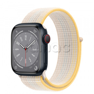 Купить Apple Watch Series 8 // 41мм GPS + Cellular // Корпус из алюминия цвета "темная ночь", спортивный браслет цвета "сияющая звезда"
