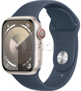 Купить Apple Watch Series 9 // 45мм GPS+Cellular // Корпус из алюминия цвета "сияющая звезда", спортивный ремешок цвета "штормовой синий"