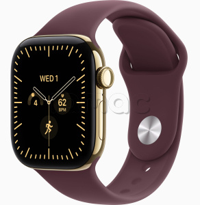 Купить Apple Watch Series 12 // 46мм GPS+Cellular // Корпус из титана золотого цвета, спортивный ремешок бордового цвета
