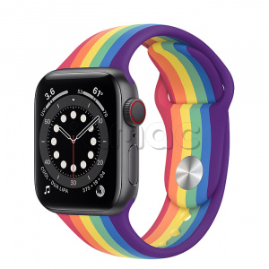 Купить Apple Watch Series 6 // 40мм GPS + Cellular // Корпус из алюминия цвета "серый космос", спортивный ремешок радужного цвета