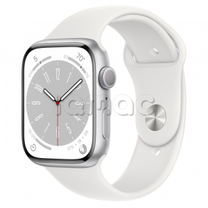 Купить Apple Watch Series 8 // 45мм GPS // Корпус из алюминия серебристого цвета, спортивный ремешок белого цвета