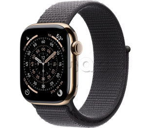 Купить Apple Watch Series 11 // 42мм GPS+Cellular // Корпус из титана золотого цвета, спортивный браслет темно-серого цвета