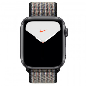 Купить Apple Watch Series 5 // 40мм GPS + Cellular // Корпус из алюминия цвета «серый космос», спортивный браслет Nike цвета «синяя пастель/раскалённая лава»