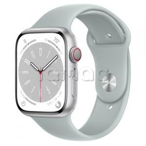 Купить Apple Watch Series 8 // 45мм GPS + Cellular // Корпус из алюминия серебристого цвета, спортивный ремешок цвета "суккулент"