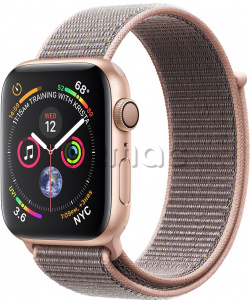 Купить Apple Watch Series 4 // 44мм GPS // Корпус из алюминия золотого цвета, ремешок из плетёного нейлона цвета «розовый песок» (MU6G2)