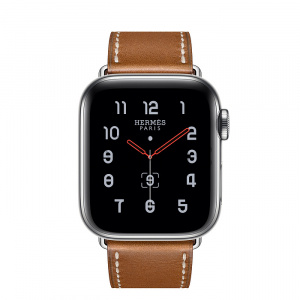 Купить Apple Watch Series 5 Hermès // 40мм GPS + Cellular // Корпус из нержавеющей стали, ремешок Single Tour из кожи Swift цвета Fauve
