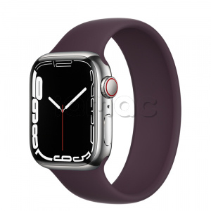 Купить Apple Watch Series 7 // 41мм GPS + Cellular // Корпус из нержавеющей стали серебристого цвета, монобраслет цвета «тёмная вишня»