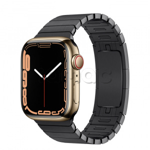 Купить Apple Watch Series 7 // 41мм GPS + Cellular // Корпус из нержавеющей стали золотого цвета, блочный браслет из нержавеющей стали цвета «чёрный космос»