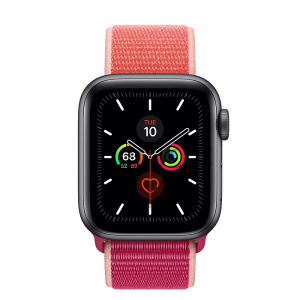 Купить Apple Watch Series 5 // 40мм GPS + Cellular// Корпус из алюминия цвета «серый космос», спортивный браслет цвета «сочный гранат»