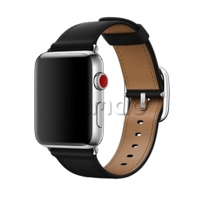 42/44мм Кожаный ремешок чёрного цвета с классической пряжкой для Apple Watch