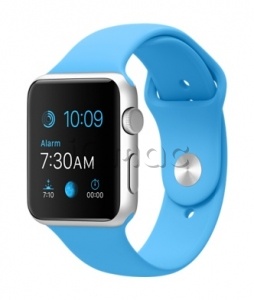 Купить Apple Watch Sport 42 мм, серебристый алюминий, голубой спортивный ремешок