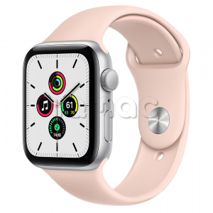 Купить Apple Watch SE // 44мм GPS // Корпус из алюминия серебристого цвета, спортивный ремешок цвета «Розовый песок»