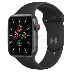 Купить Apple Watch SE // 44мм GPS /+ Cellular / Корпус из алюминия цвета «серый космос», спортивный ремешок черного цвета (2020)