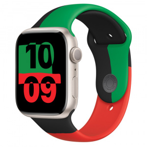 Apple Watch Series 8 // 45мм GPS // Корпус из алюминия цвета "сияющая звезда", спортивный ремешок цвета Black Unity