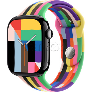 Купить Apple Watch Series 11 // 46мм GPS // Черный глянцевый корпус из алюминия, спортивный ремешок цвета Pride Edition