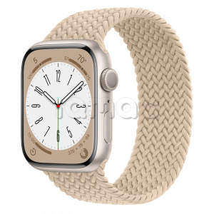 Купить Apple Watch Series 8 // 45мм GPS // Корпус из алюминия цвета "сияющая звезда", плетёный монобраслет бежевого цвета