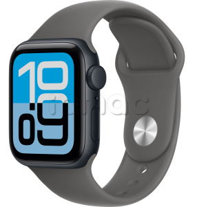 Купить Apple Watch SE 3 // 44мм GPS // Корпус из алюминия цвета "полуночный", спортивный ремешок цвета "серый камень" (2025)