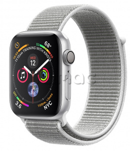 Купить Apple Watch Series 4 // 40мм GPS // Корпус из алюминия серебристого цвета, ремешок из плетёного нейлона цвета «белая ракушка» (MU652)