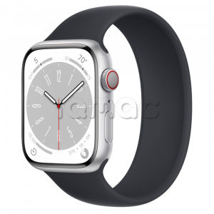 Купить Apple Watch Series 8 // 45мм GPS + Cellular // Корпус из алюминия серебристого цвета, монобраслет цвета "темная ночь"